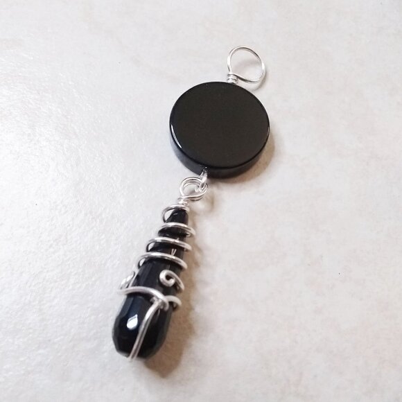 Black Agate Pendant: Grounding Balance & Strength - Create Your Own "Y" Necklace - Picture 4 of 9